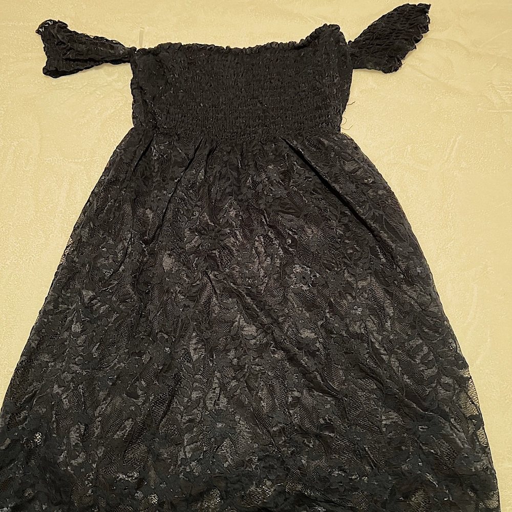 Off the shoulder blue lace dress